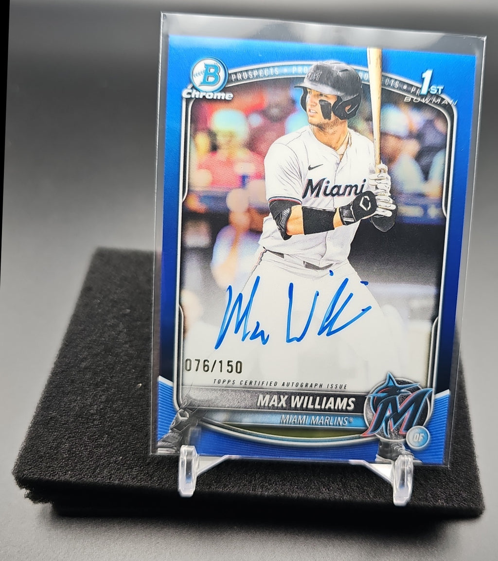 2025 Bowman Draft Max Williams #CPA-MWI Chrome Auto Blue Refractor /150 1st Prospect image 0