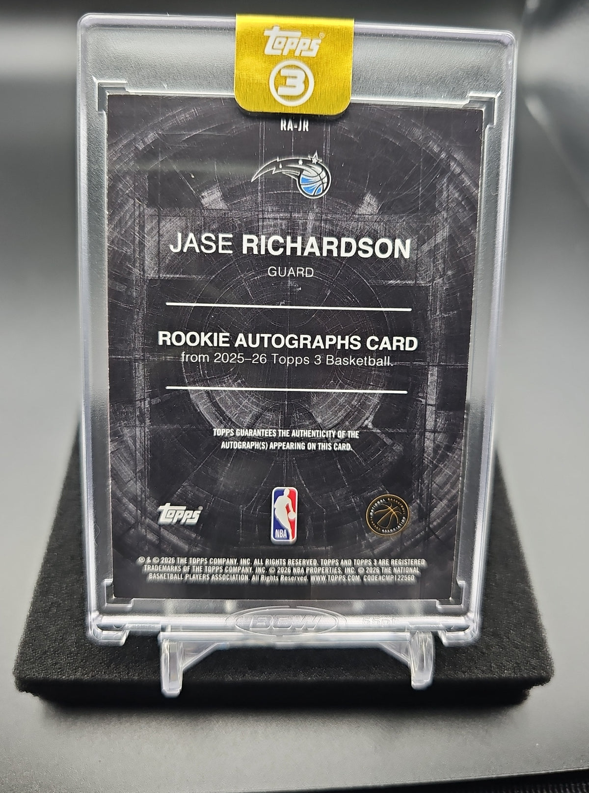 2025-26 Topps Three Jase Richardson #RA-JR Rookie Auto /49 RC Magic image 1