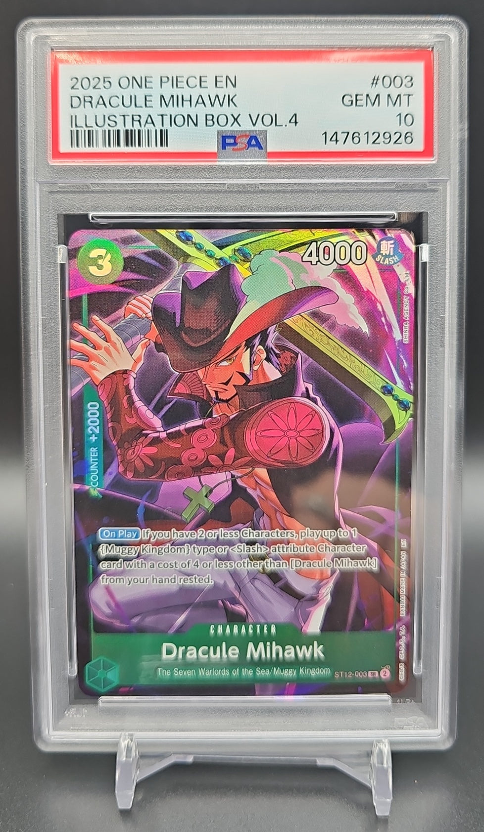 2025 One Piece Illustration Box Vol.4 Dracule Mihawk #ST12-003 Promo PSA 10 PSA 10.0 image 0