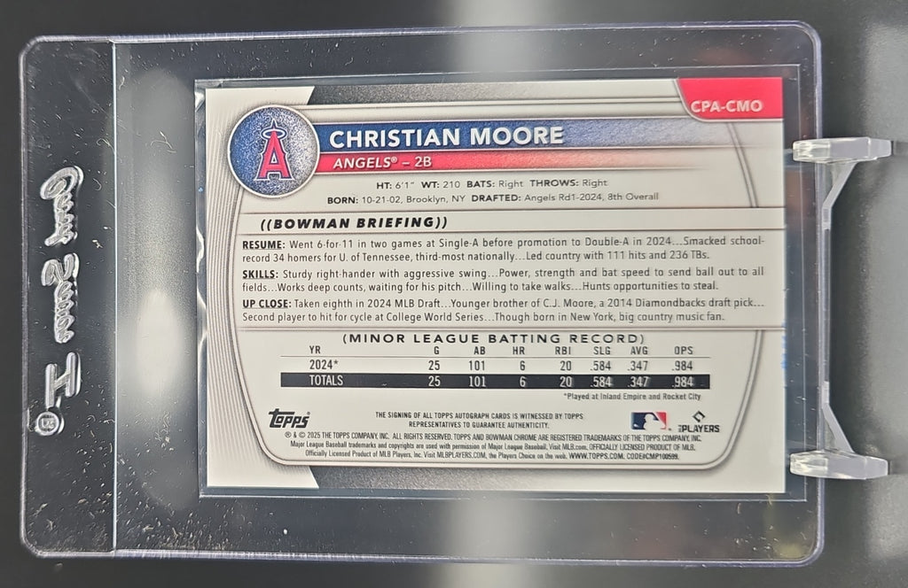 2025 Bowman Christian Moore #CPA-CMO Chrome Prospect Auto Angels nan nan image 1