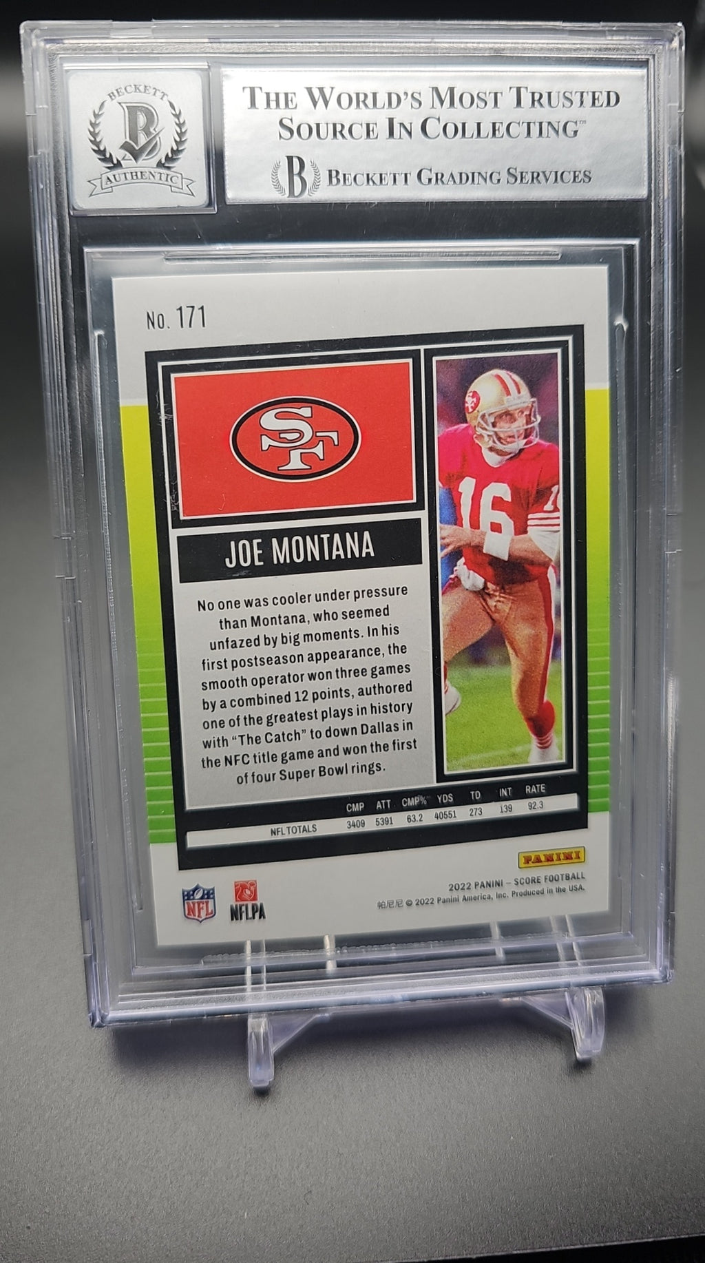 2022 Panini Score Joe Montana #171 Signatures Auto 49ers image 1