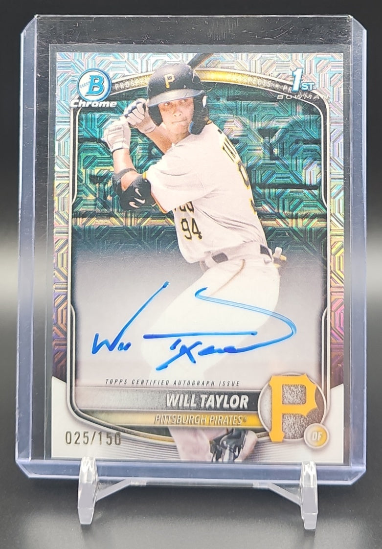 2025 Bowman Chrome Will Taylor #CPA-WT Auto HTA Choice Refractor /150 1st Prospect nan nan image 0
