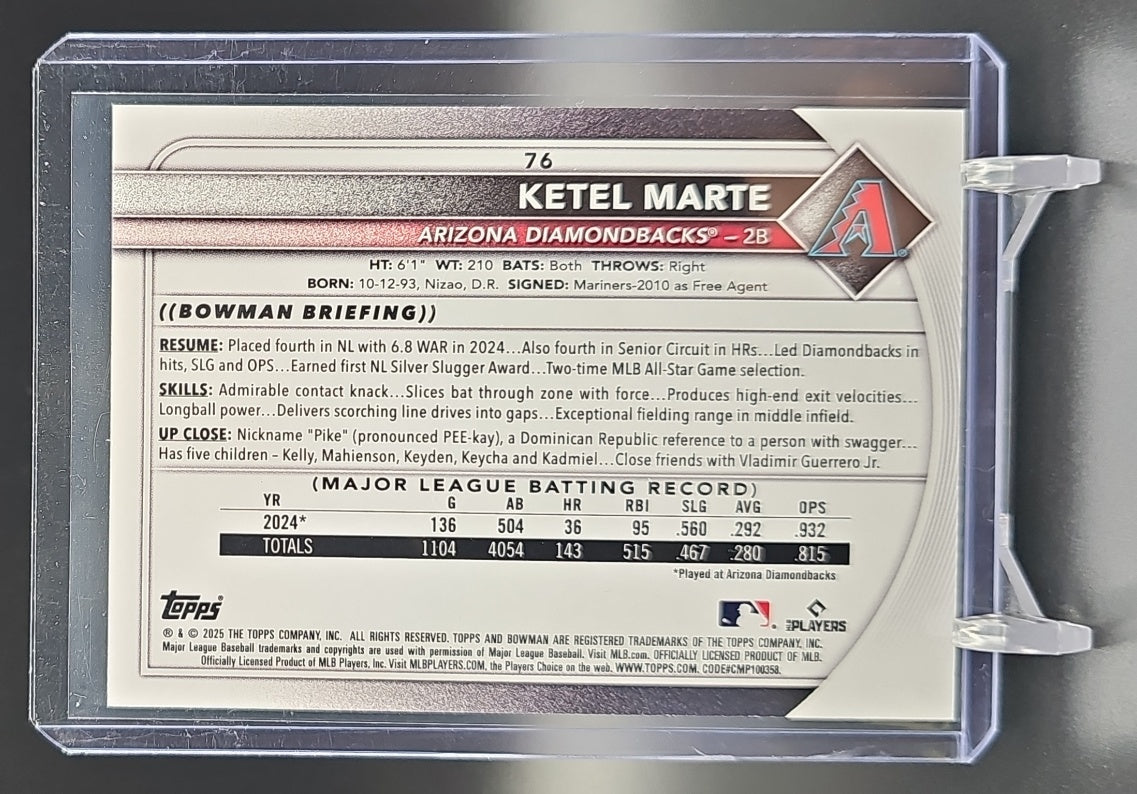 2025 Bowman Ketel Marte #76 Orange Border 5/25 Diamondbacks nan nan image 1