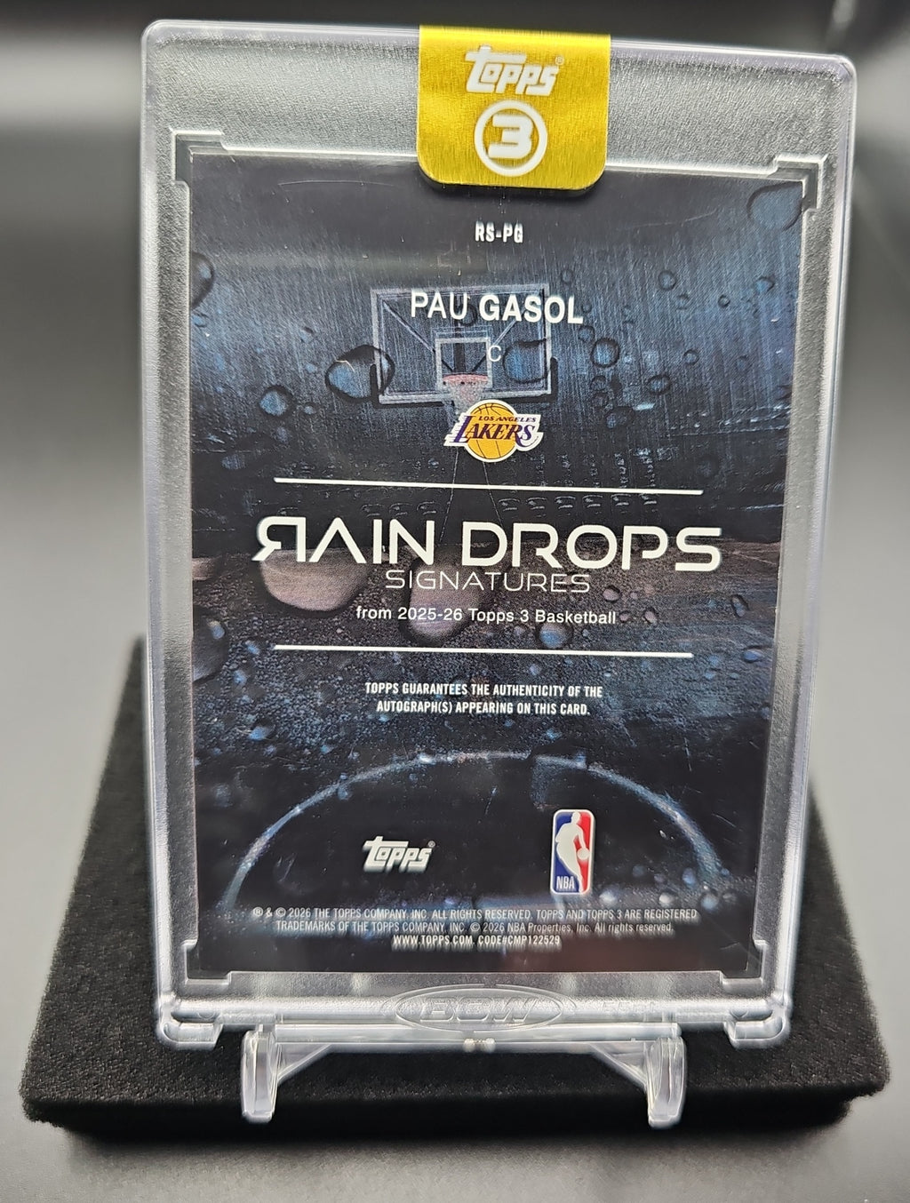 2025-26 Topps Three Pau Gasol #RS-PG Raindrops Signatures 16/49 Auto Lakers image 1