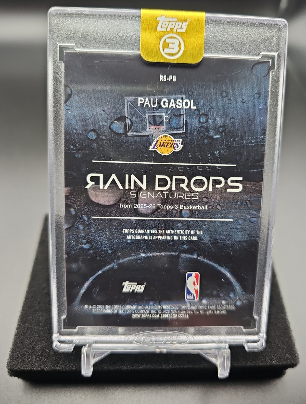 2025-26 Topps Three Pau Gasol #RS-PG Raindrops Signatures 16/49 Auto Lakers image 1