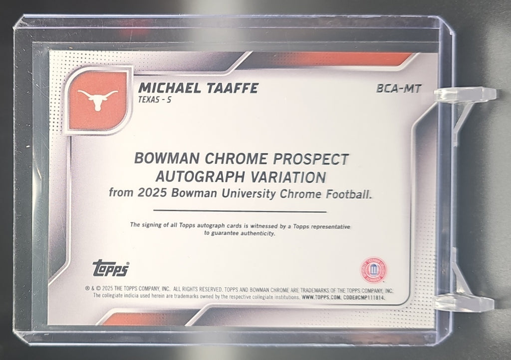 2025 Bowman Chrome University Sapphire Michael Taaffe #BCA-MT Prospect Auto Black Refractor /10 image 1