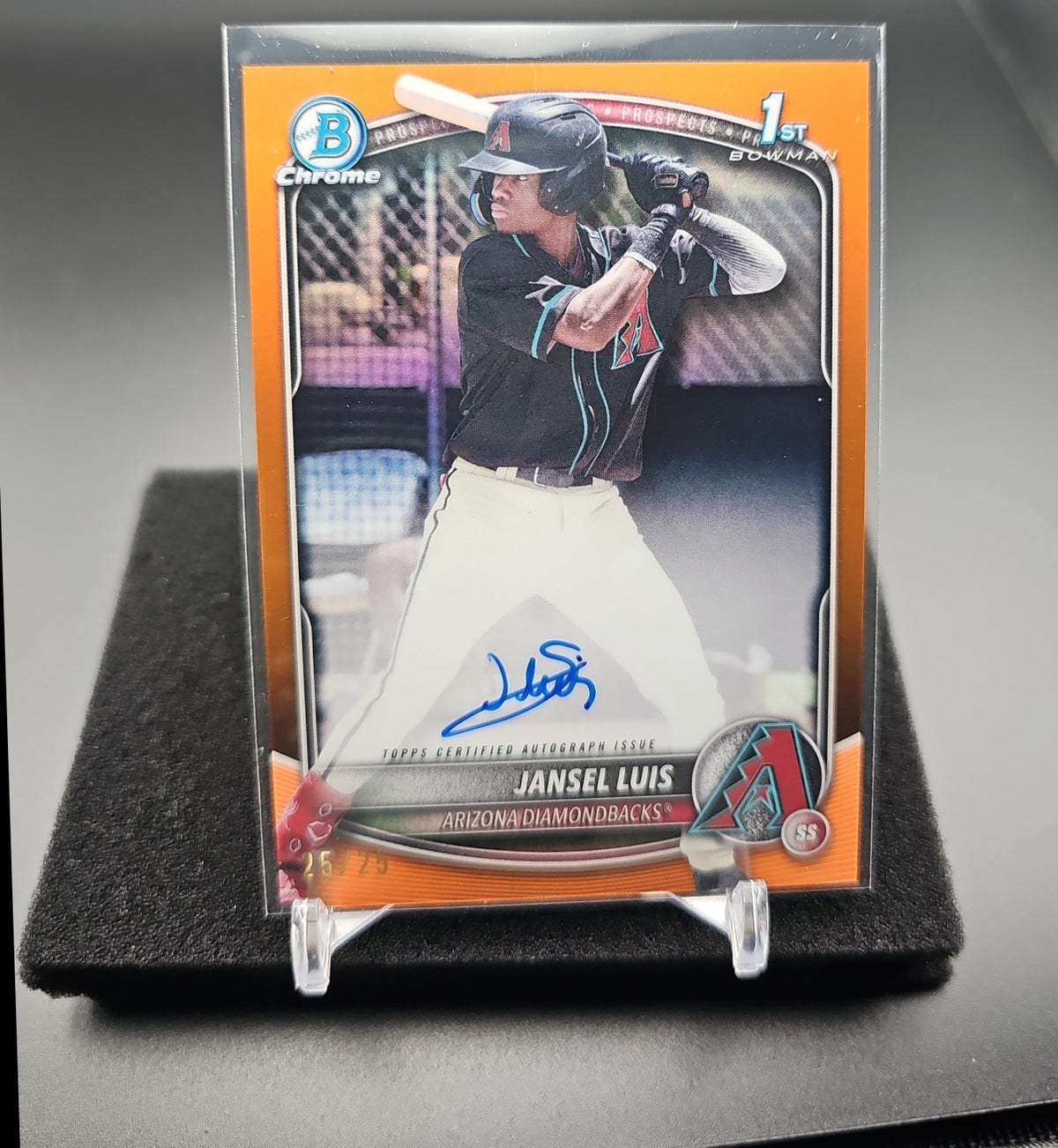2025 Bowman Jansel Luis #CPA-JLU Chrome Auto Orange Refractor /25 1st Prospect image 0
