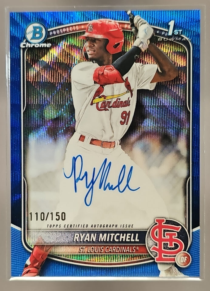 2025 Bowman Draft Ryan Mitchell #CPA-RM Chrome Auto Blue Wave Refractor /150 1st Prospect image 0