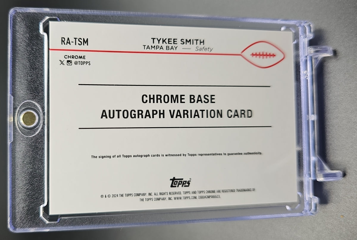 2024 Topps Chrome Sapphire Edition Tykee Smith #RA-TSM Rookie Auto Red Refractor /5 RC image 1