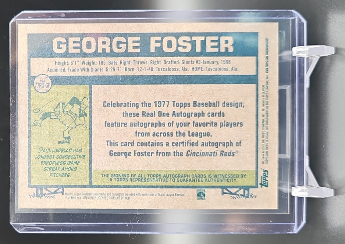 2026 Topps Heritage George Foster #77RO-GF Real One Auto Reds image 1