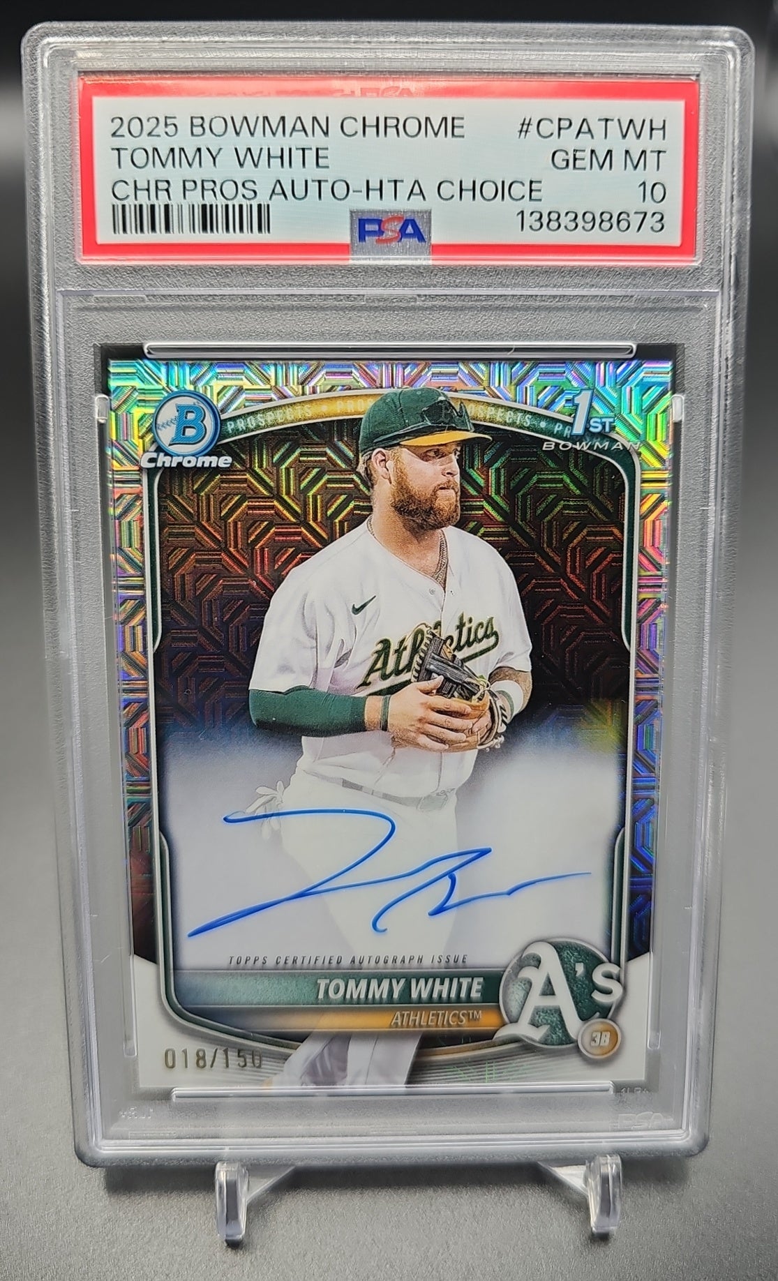 2025 Bowman Chrome Tommy White #CPA-TWH Auto HTA Choice Refractor /150 1st Prospect PSA 10 PSA 10.0 image 0