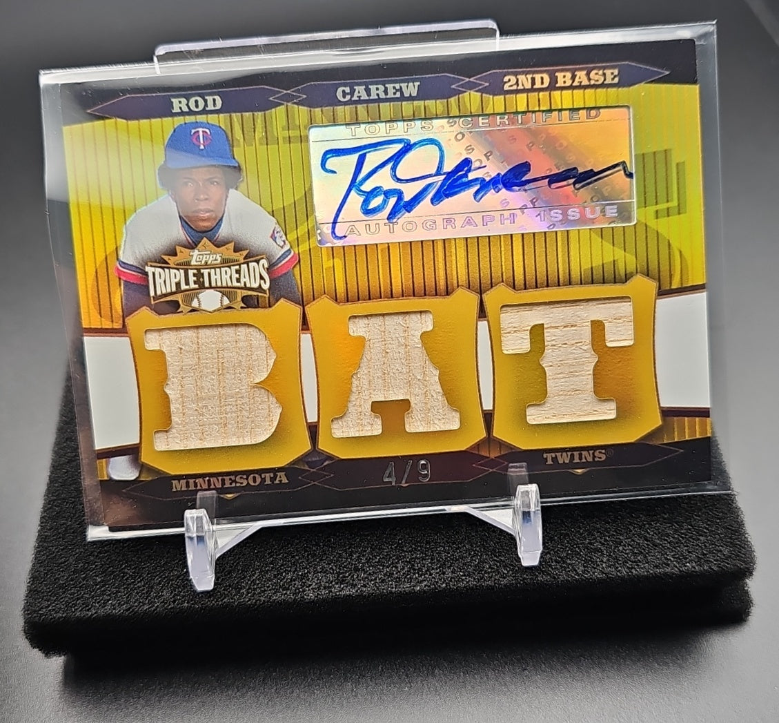 2006 Topps Triple Threads Rod Carew #TTRA-100 Relic Auto Gold /9 image 0