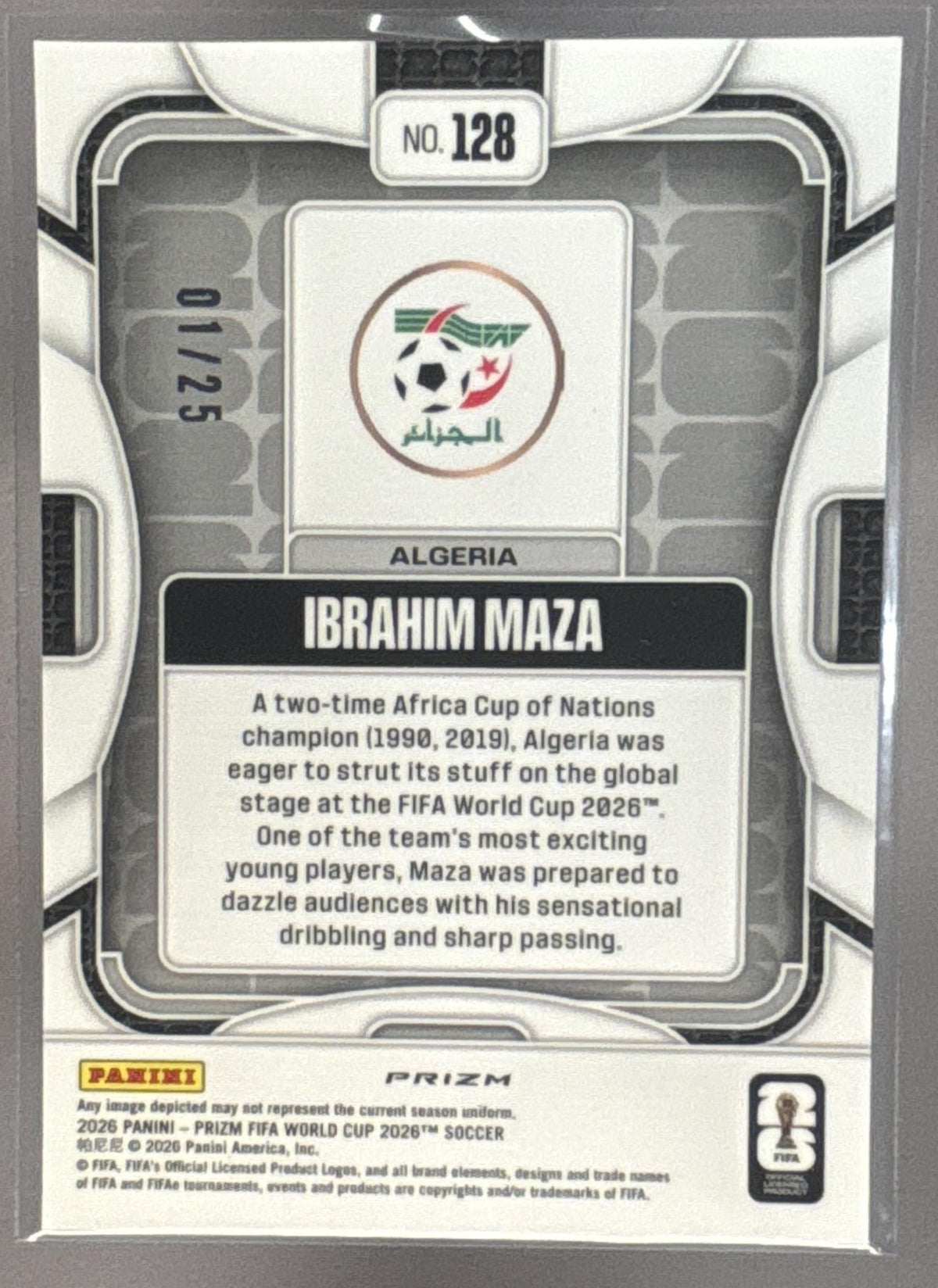 2026 Panini Prizm World Cup Ibrahim Maza #128 Pink Disco 1/25 RC Algeria