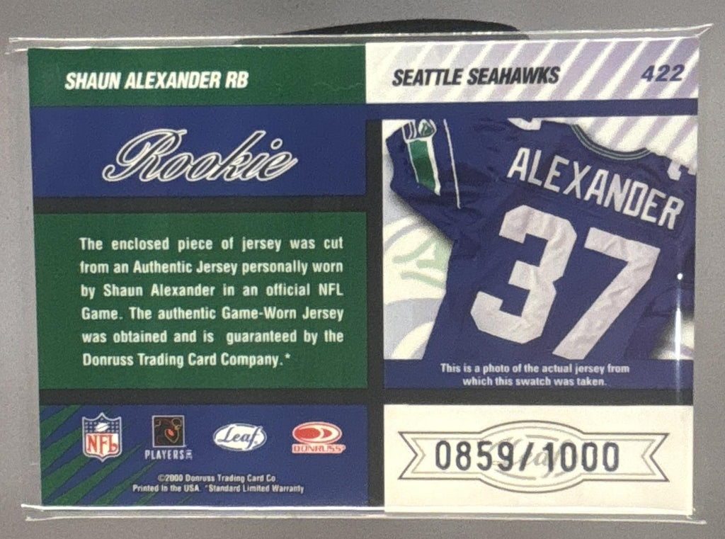 2000 Leaf Limited Shaun Alexander #422 859/1000 RC Seahawks