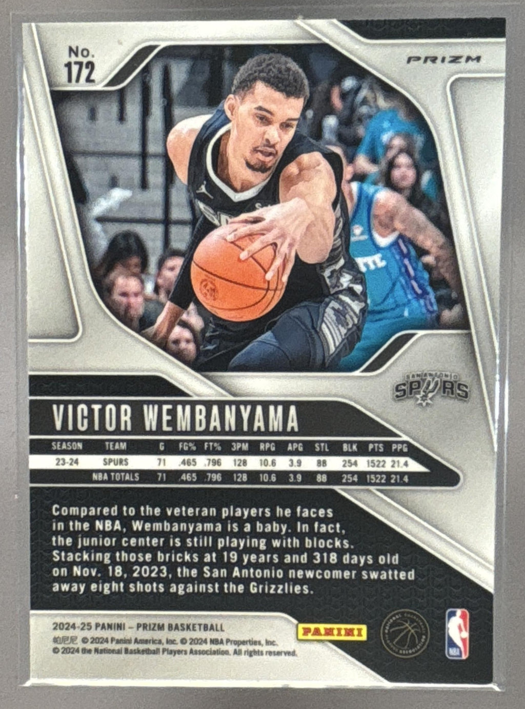 2024-25 Panini Prizm Victor Wembanyama #172 Green Ice Spurs