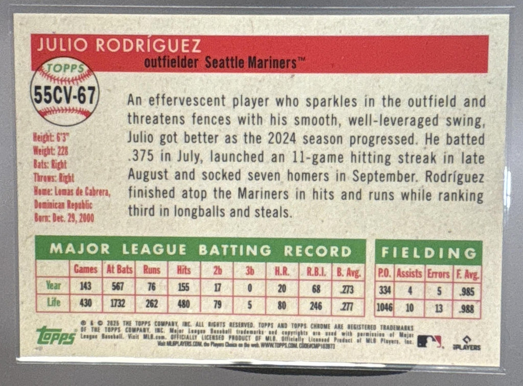 2025 Topps Chrome Platinum Anniversary Julio Rodriguez 1955 City Variations