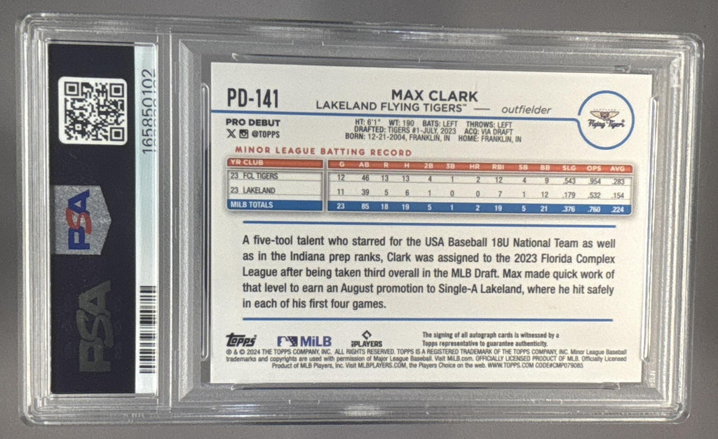 2024 Topps Pro Debut Max Clark #PD-141 Auto PSA 10