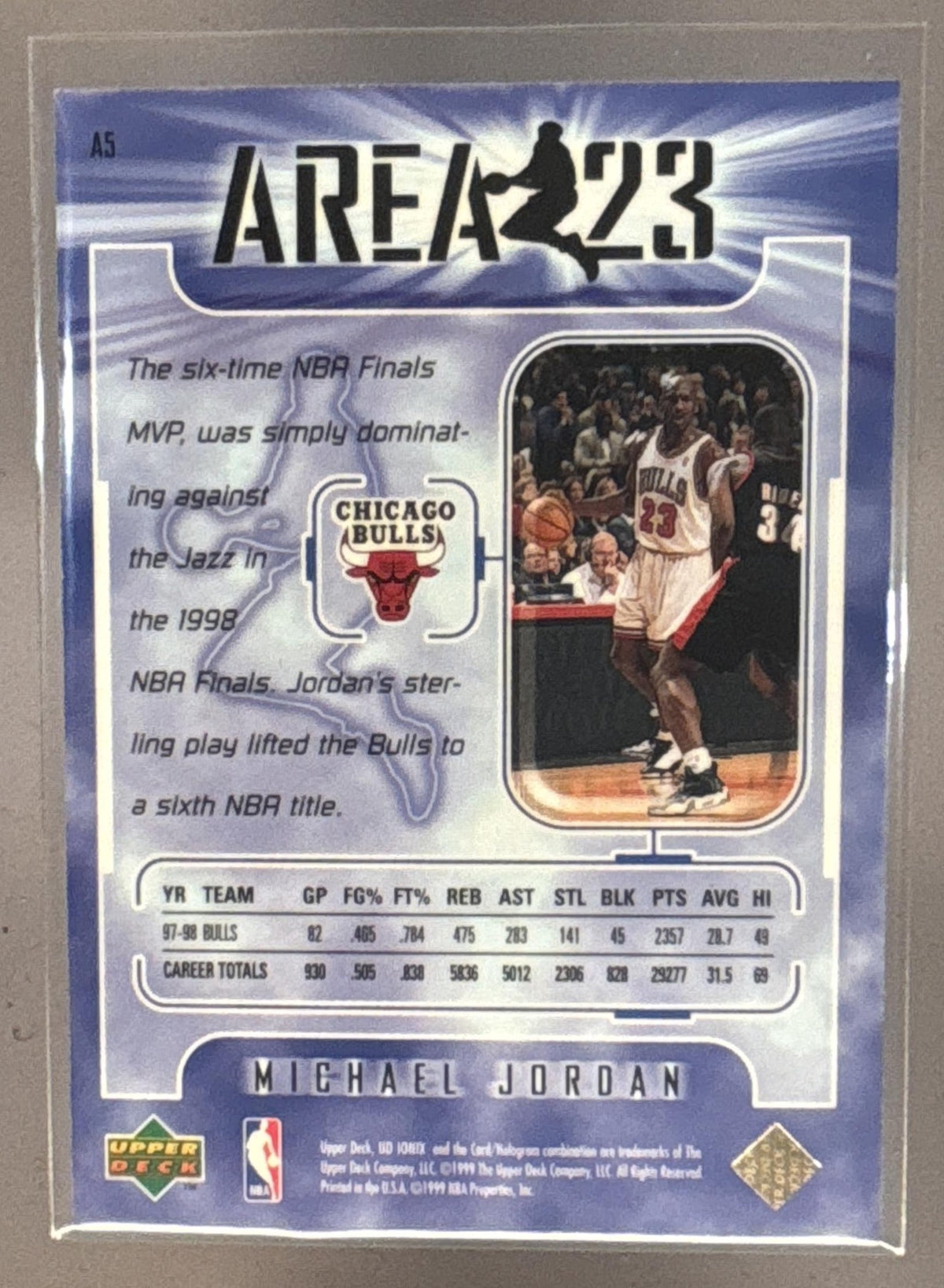 1998-99 Upper Deck Ionix Michael Jordan #A5 Area 23 Bulls