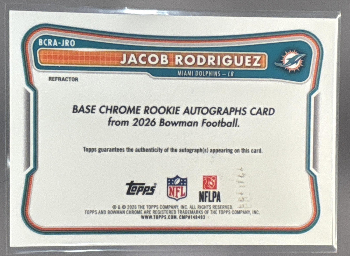 2026 Bowman Jacob Rodriguez #BCRA-JRO Chrome Rookie Auto Refractor /499 RC