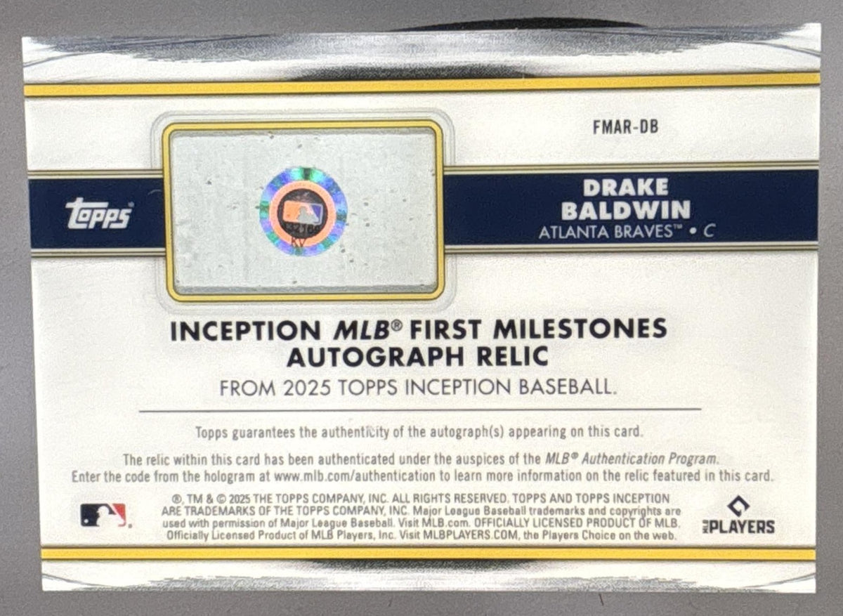 2025 Topps Inception Drake Baldwin #FMAR-DB MLB First Milestone Auto Relics /99