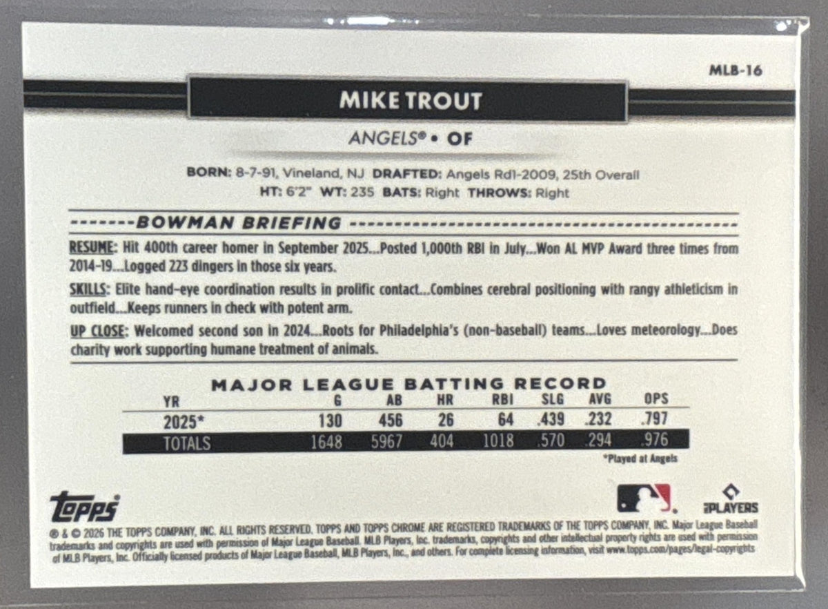 2026 Topps NSCC Collection Mike Trout #MLB-16 Raywave /25