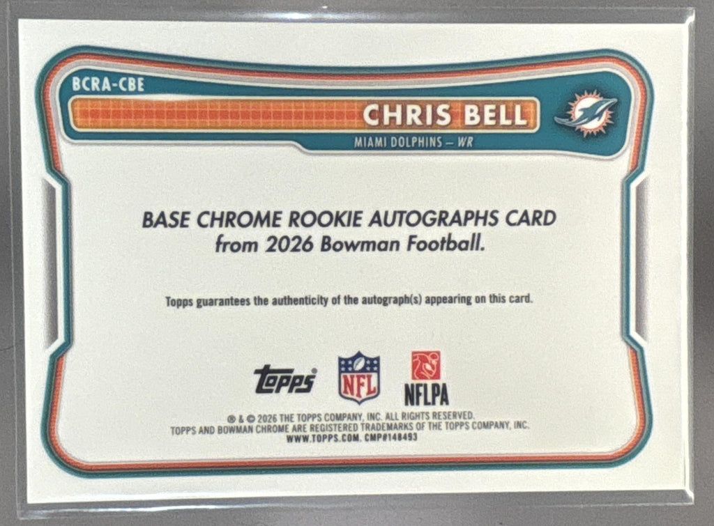 2026 Bowman Chris Bell #BCRA-CBE Chrome Rookie Auto RC Dolphins