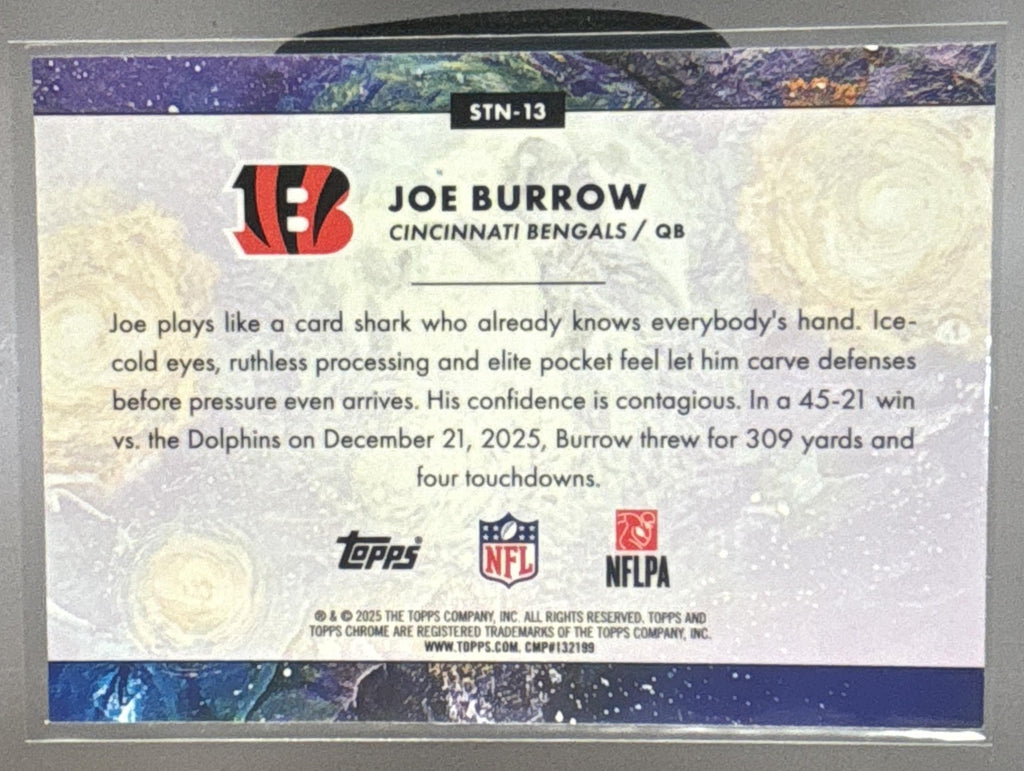 2025 Topps Cosmic Chrome Joe Burrow #STN-13 Stars In The Night Bengals
