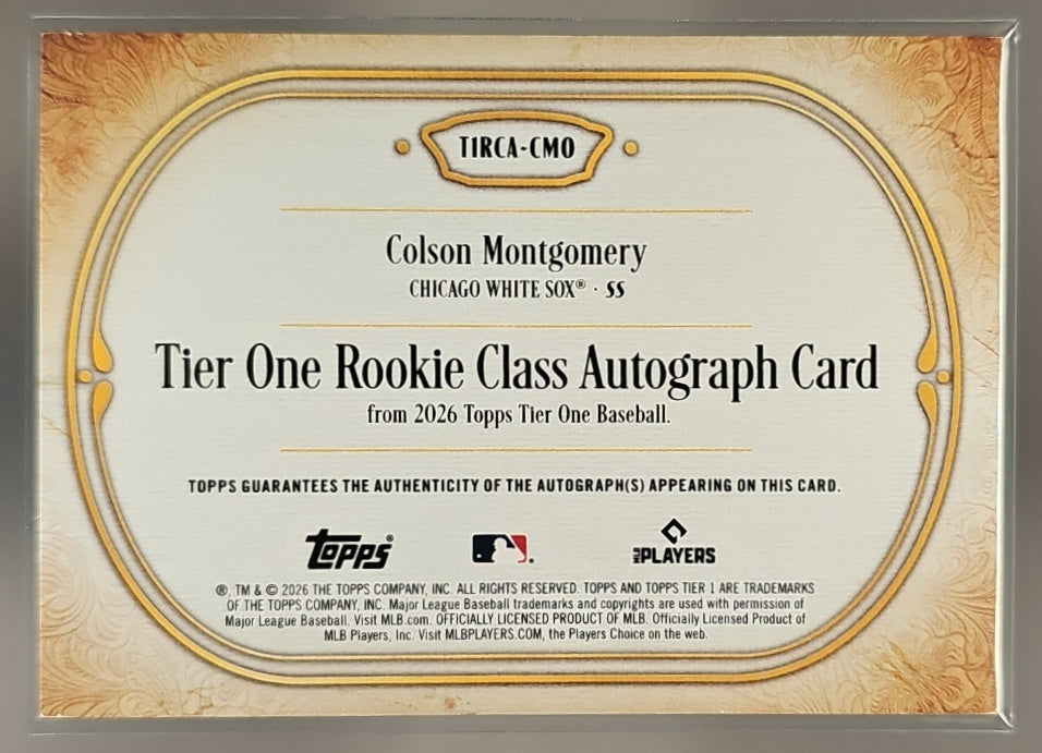 2026 Topps Tier One Colson Montgomery #T1RCA-CMO Rookie Class Auto /25 RC