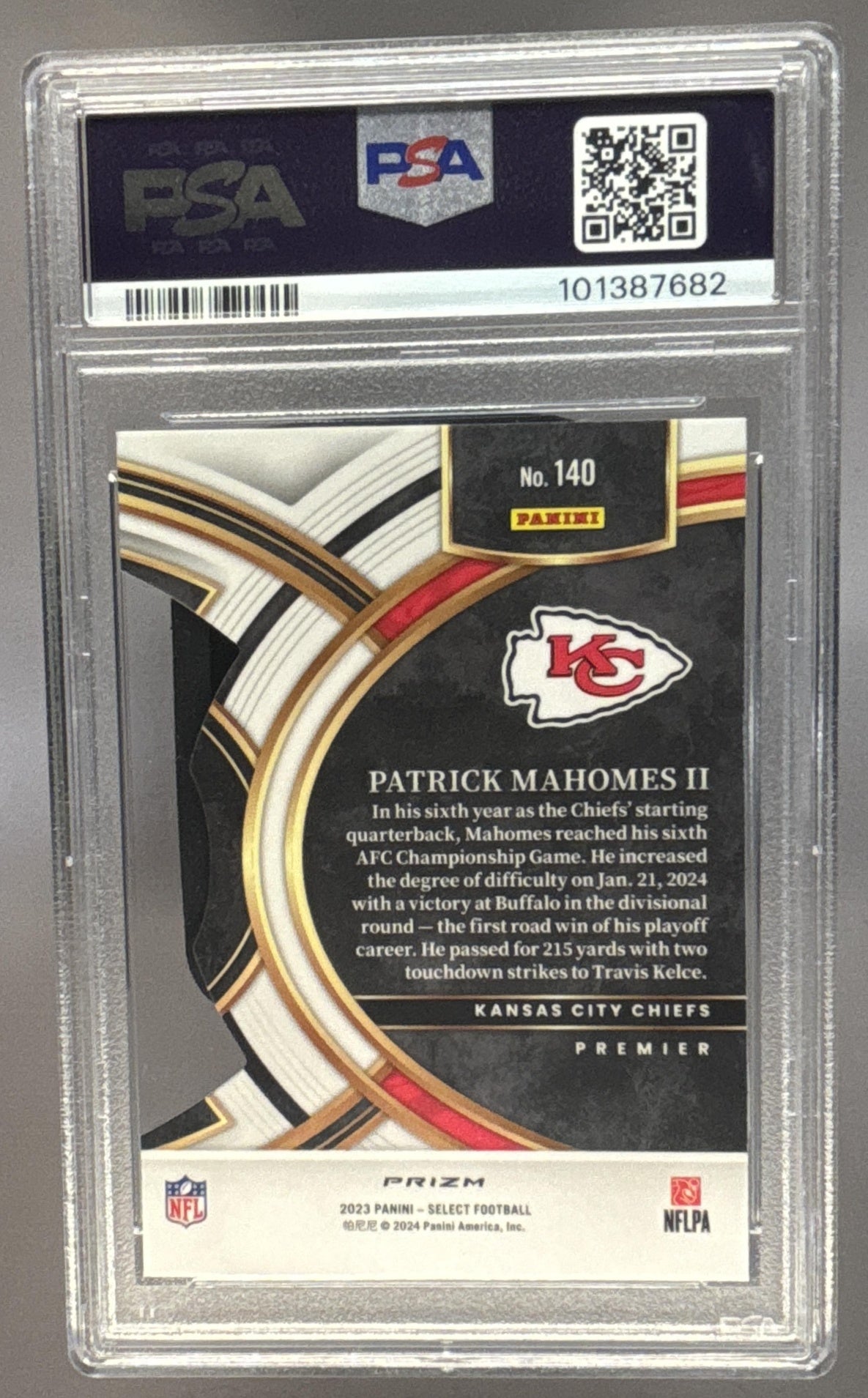 2023 Panini Select Patrick Mahomes II Red/Yellow Die Cut Premier Level PSA 10
