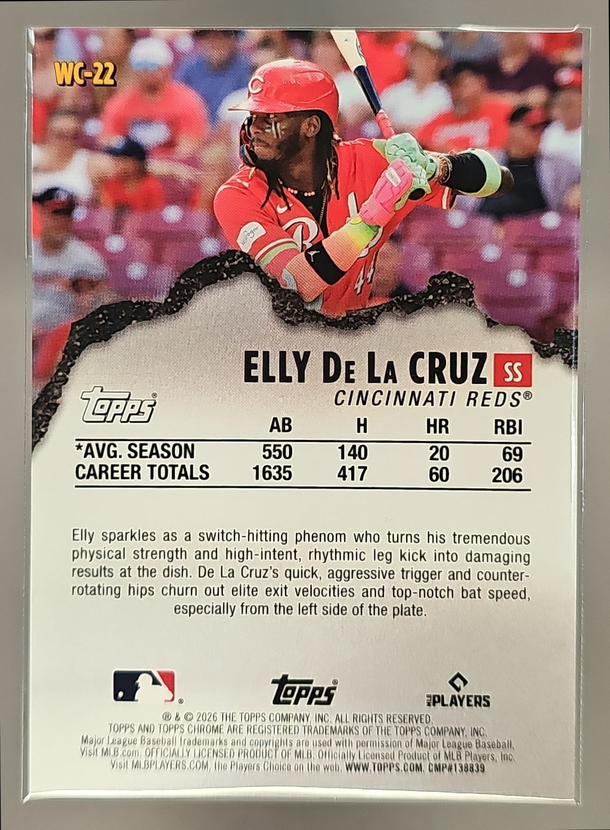 2026 Topps Chrome Elly De La Cruz #WC-22 Wrecking Crew Gold Wave Refractor /50