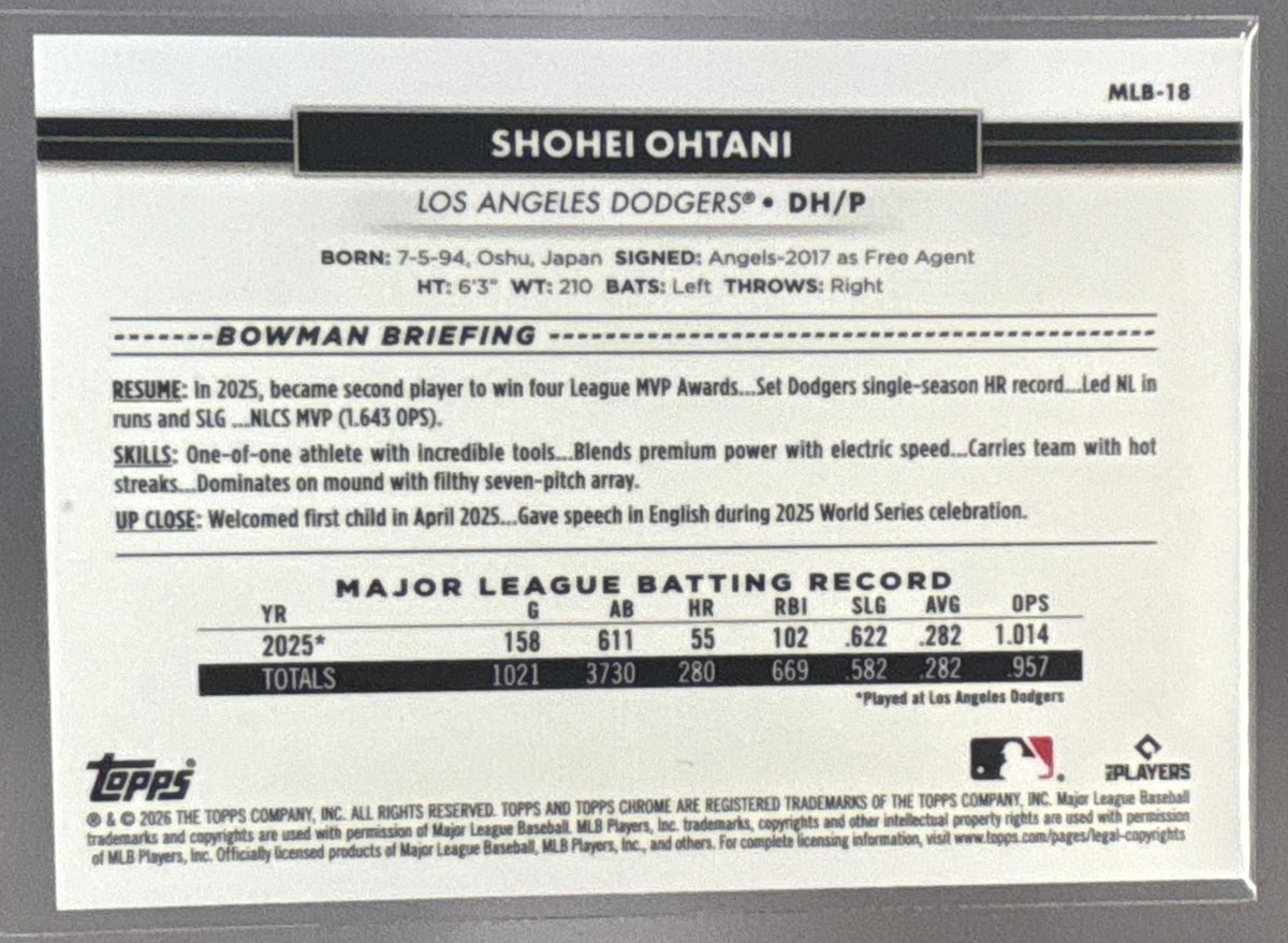 2026 Topps NSCC Collection Shohei Ohtani #MLB-18 MLB Veterans & Rookies