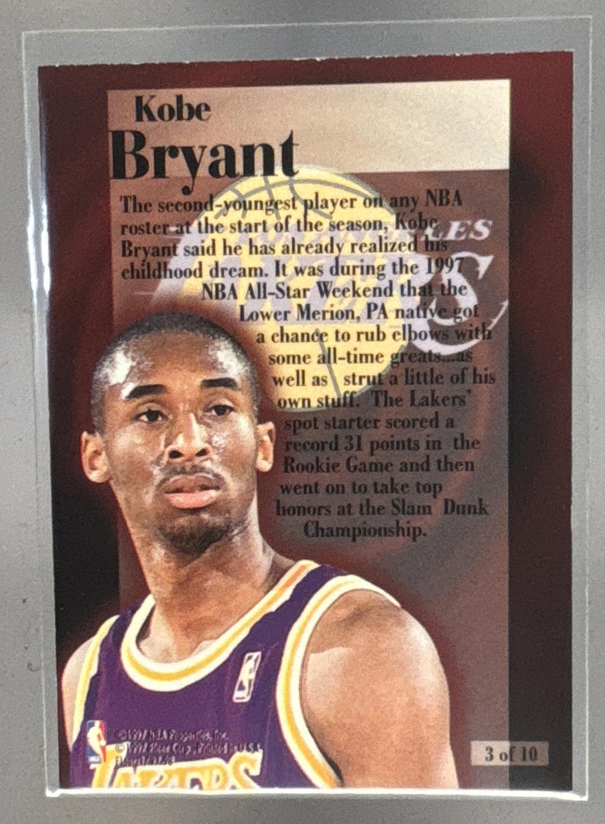 1997-98 Fleer Kobe Bryant #3 Rookie Rewind Lakers