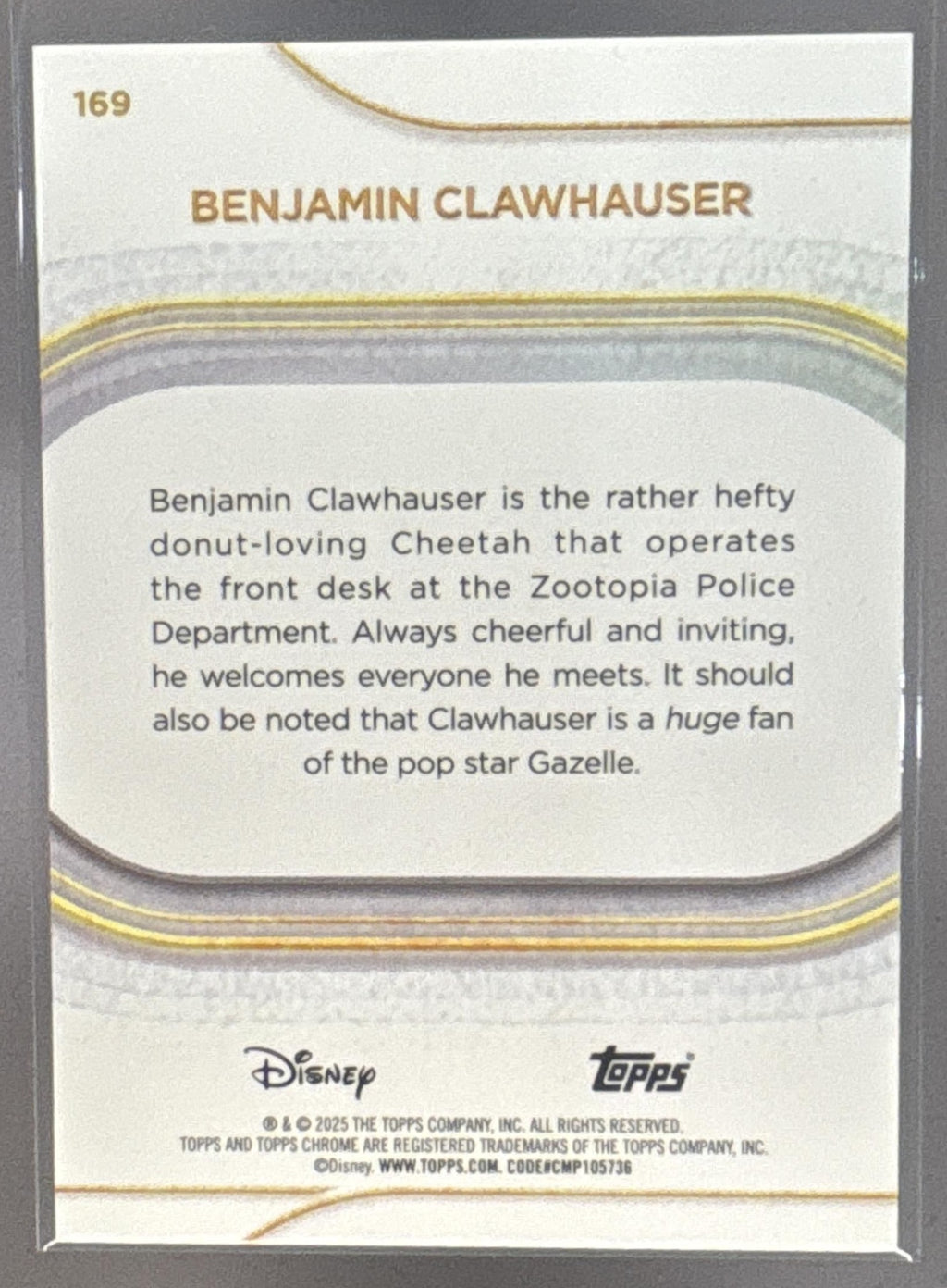 2025 Topps Chrome Disney Benjamin Clawhauser #169 White Refractor 23/30
