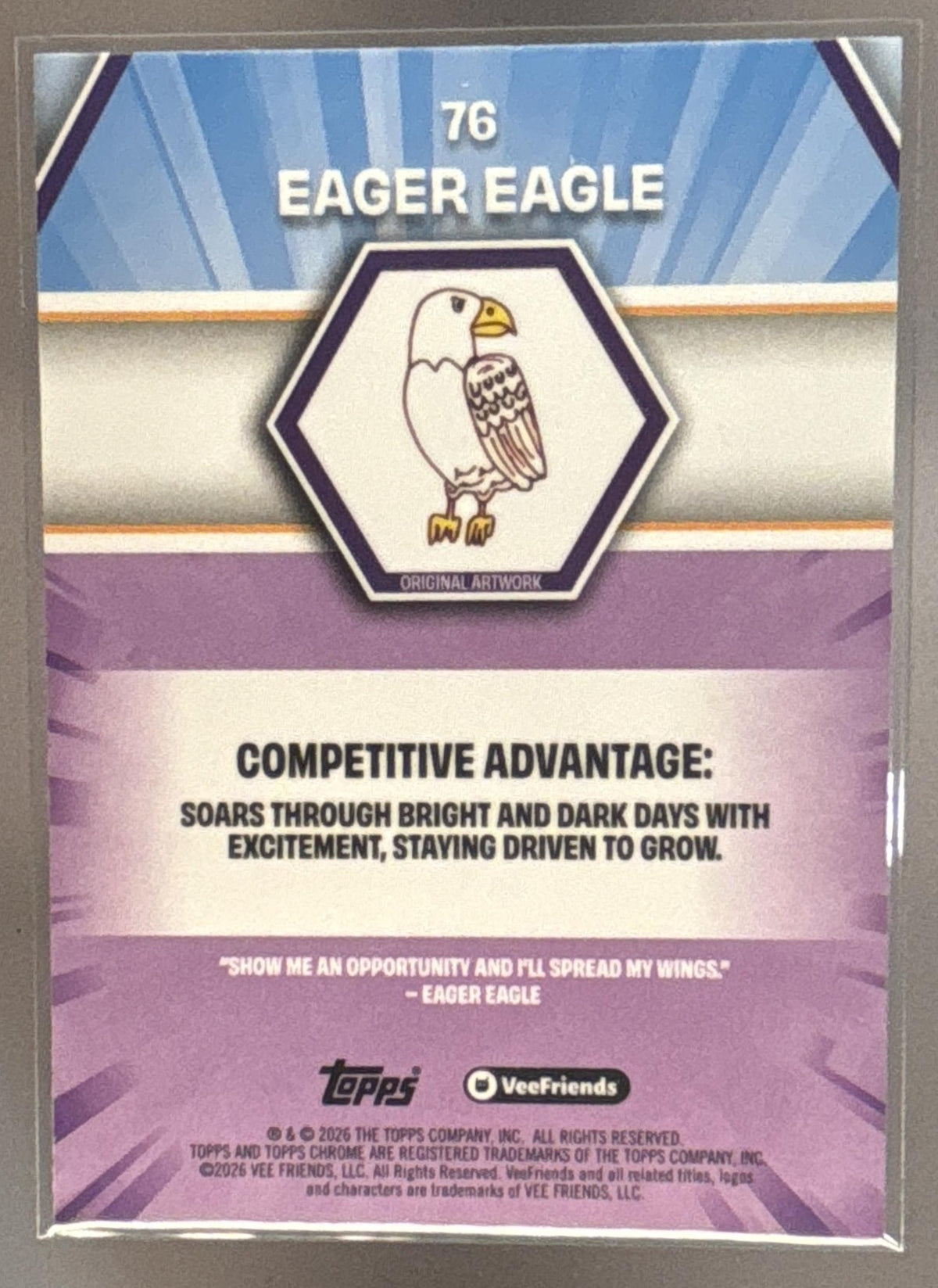 2026 Topps Chrome VeeFriends Eager Eagle #76 Purple Mini Diamond /75