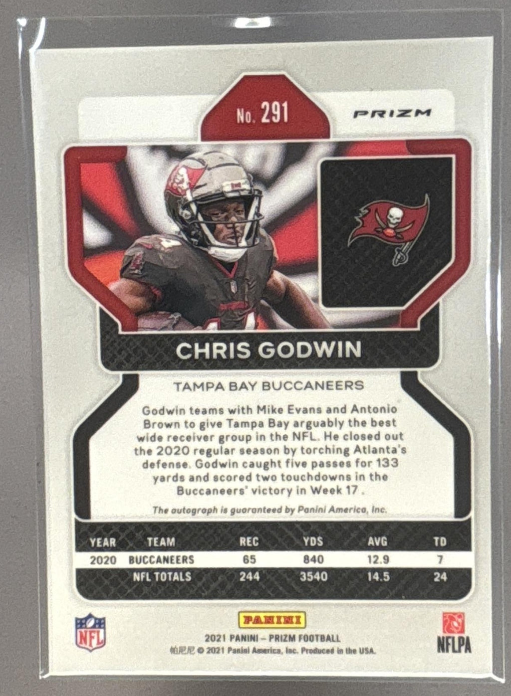 2021 Panini Prizm Chris Godwin #291 Auto Silver Buccaneers
