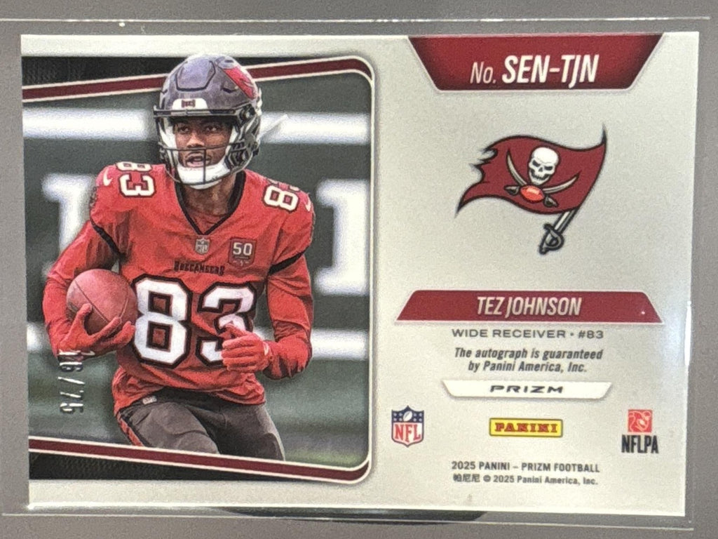 2025 Panini Prizm Tez Johnson Sensational Signatures Green Scope /75 RC Auto