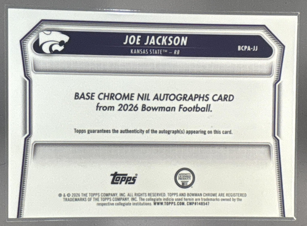 2026 Bowman Joe Jackson Chrome Auto Orange Mojo Refractor /25 1st Bowman
