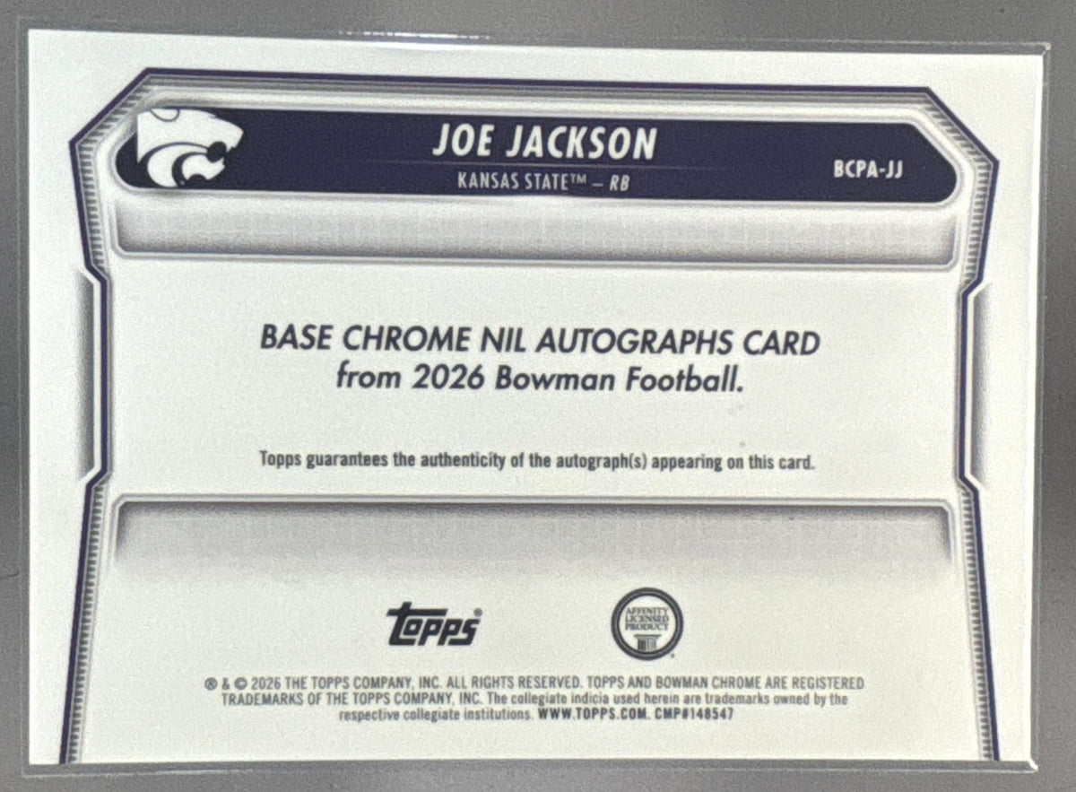 2026 Bowman Joe Jackson Chrome Auto Orange Mojo Refractor /25 1st Bowman