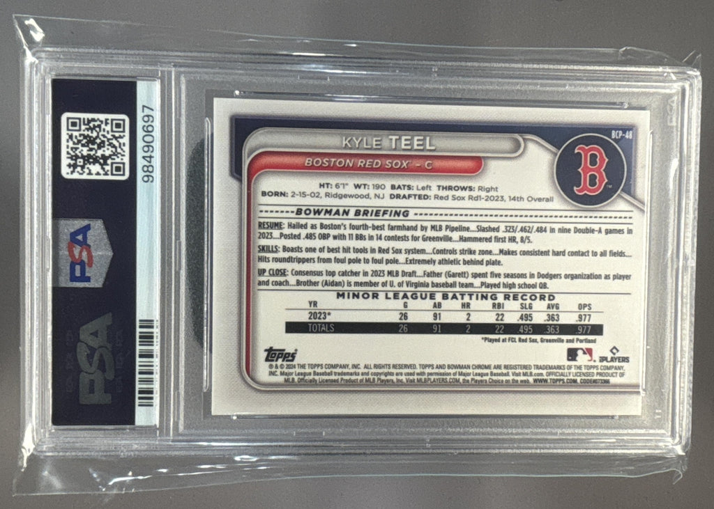 2024 Bowman Mega Box Kyle Teel #BCP-48 Chrome Prospects Mojo Refractor PSA 10