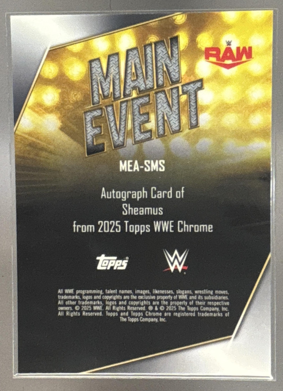 2025 Topps Chrome WWE Sheamus #MEA-SMS Main Event Auto Blue Refractor 149/150