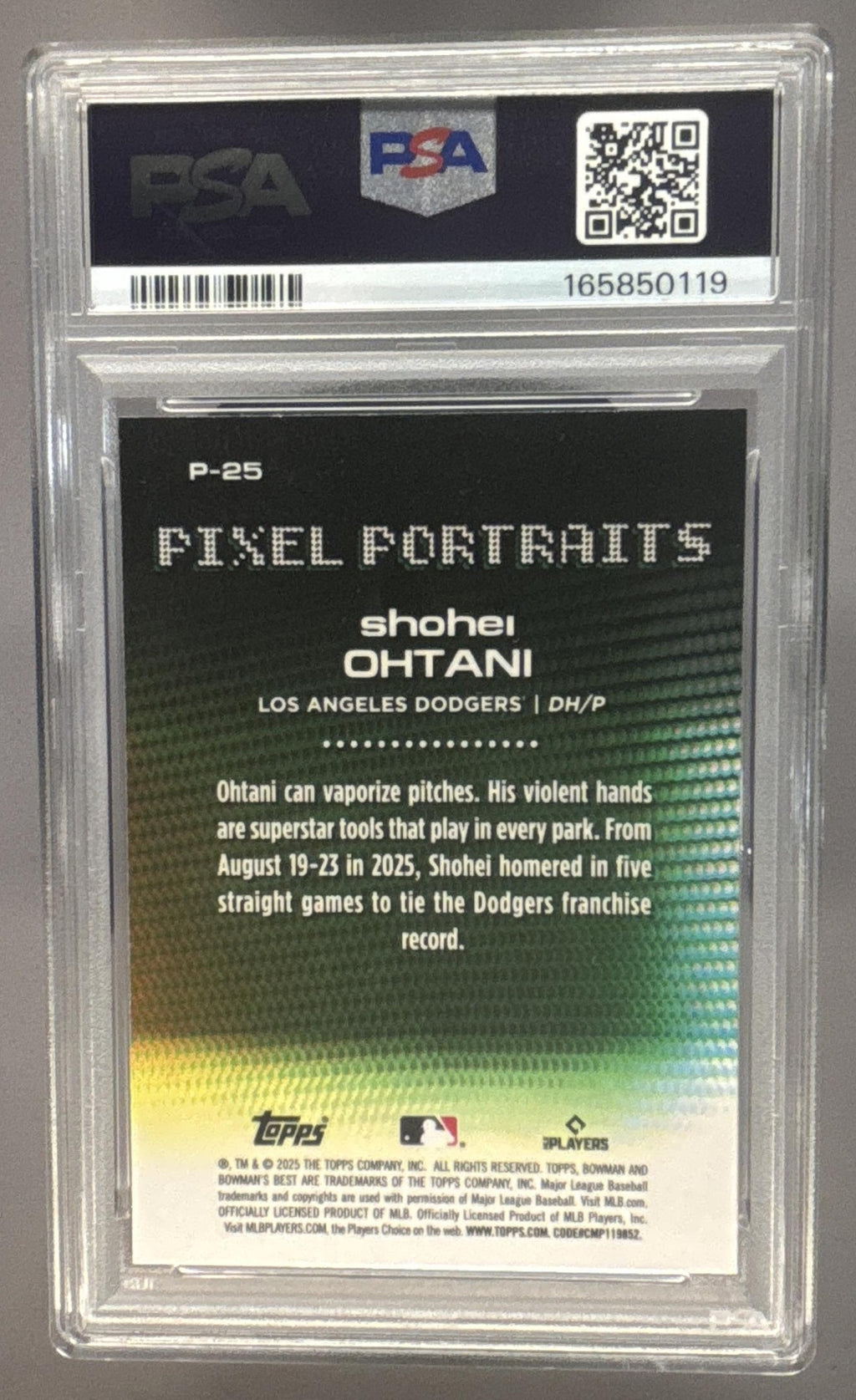 2025 Bowman's Best Shohei Ohtani #P-25 Pixel Portraits Dodgers PSA 10