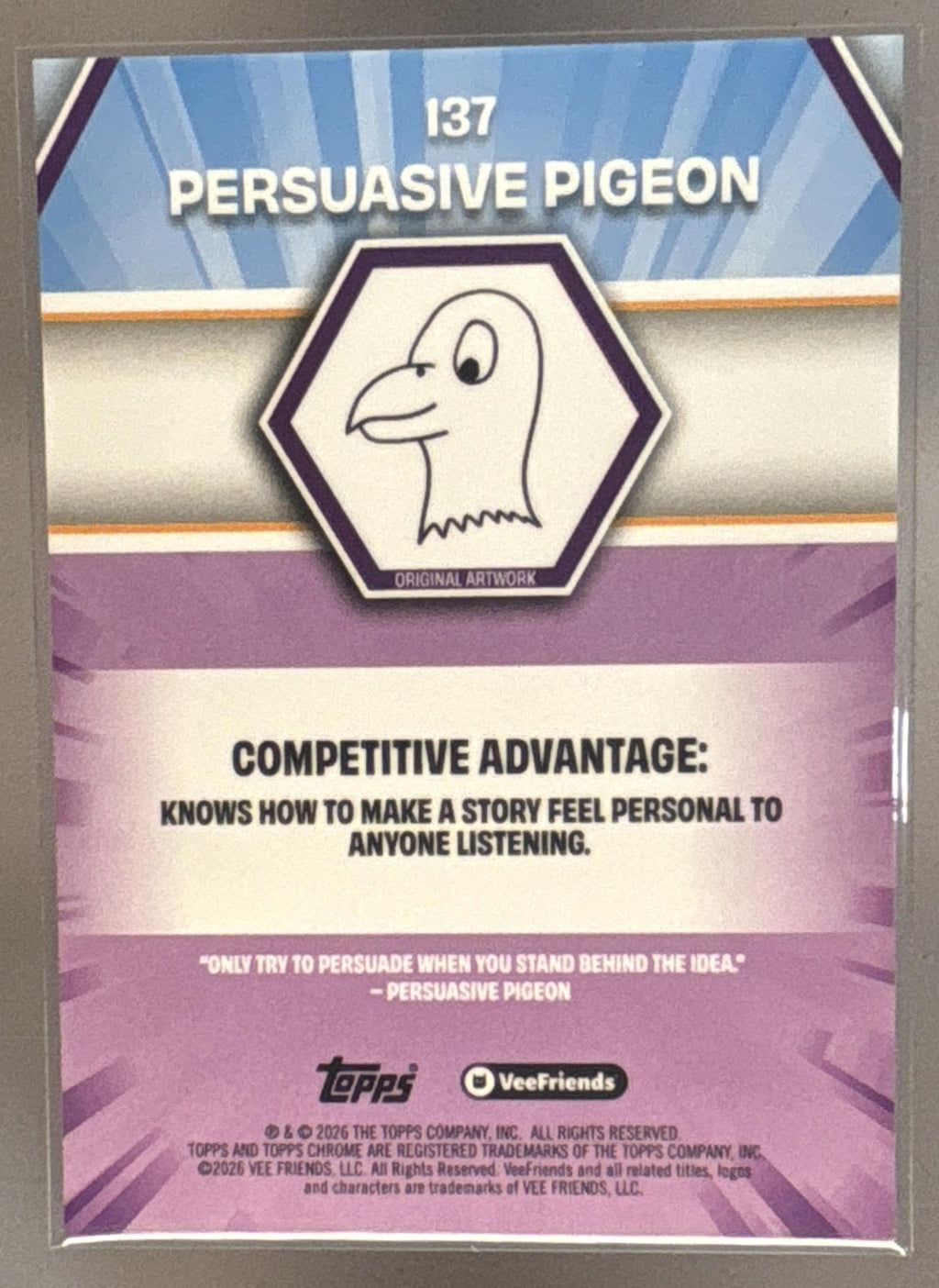 2026 Topps Chrome Sapphire VeeFriends Persuasive Pigeon #137 Gold Refractor 8/50