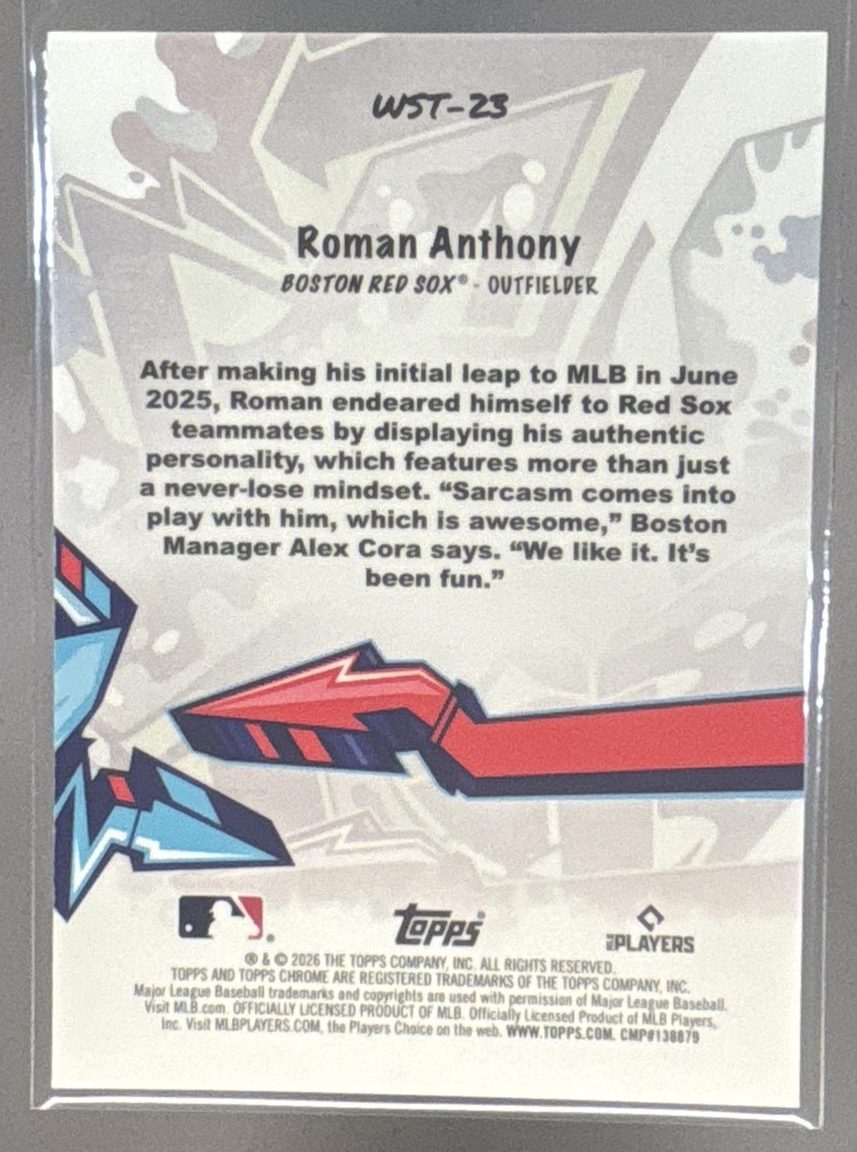 2026 Topps Chrome Roman Anthony #WST-23 Wild Style RC Red Sox