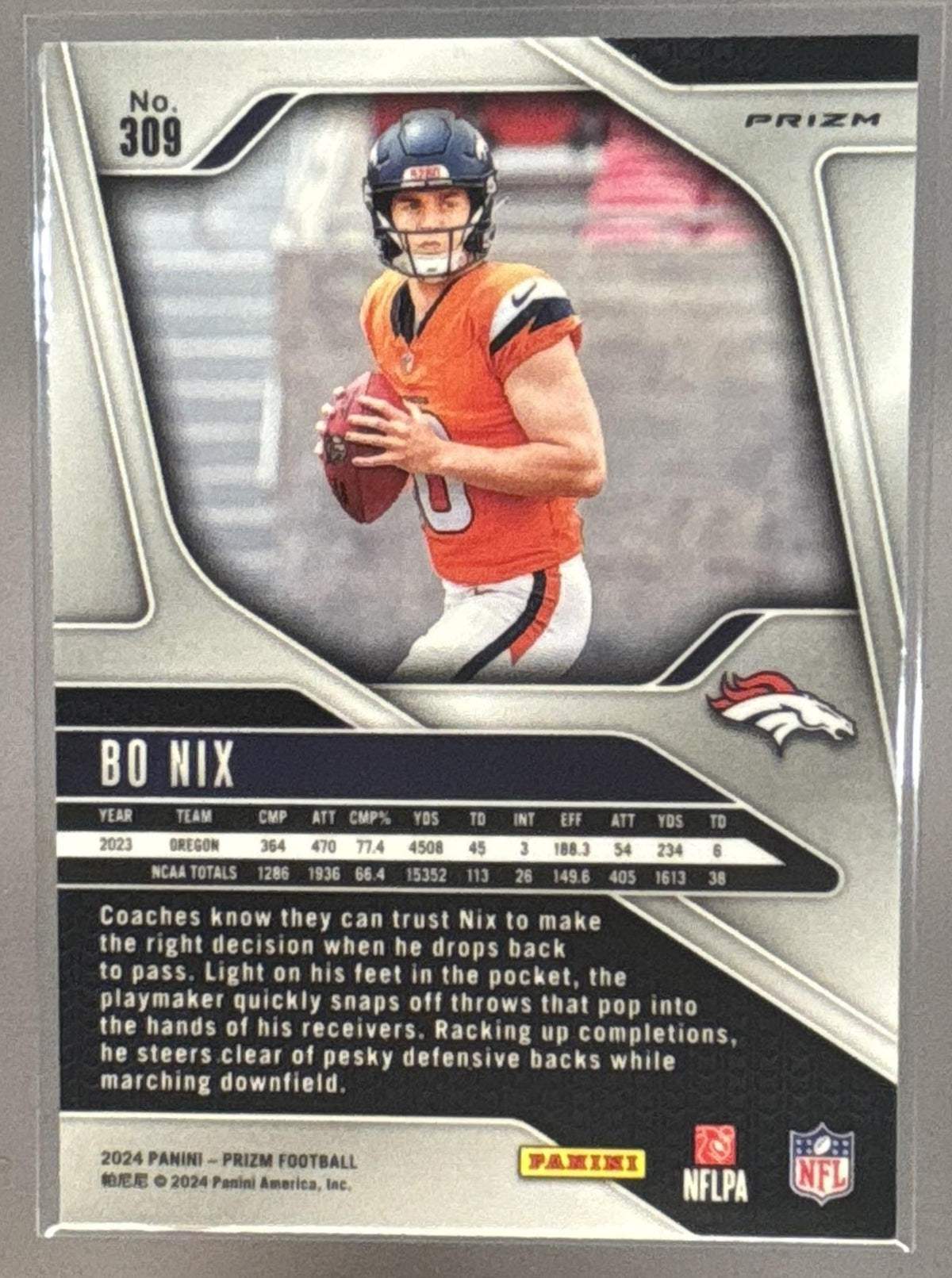 2024 Panini Prizm Bo Nix #309 Lazer RC Broncos