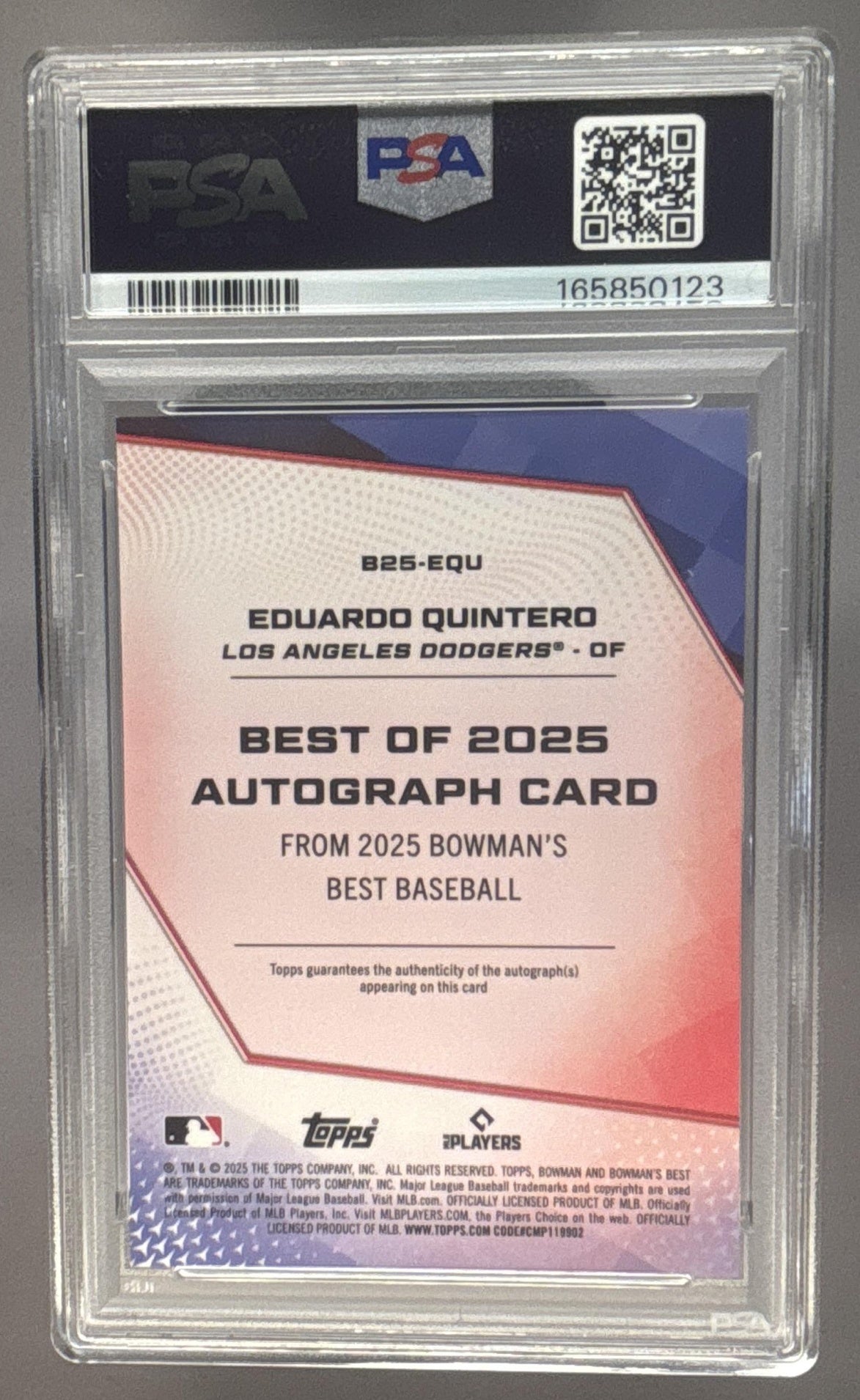2025 Bowman's Best Eduardo Quintero #B25-EQU Best of 2025 Auto PSA 9