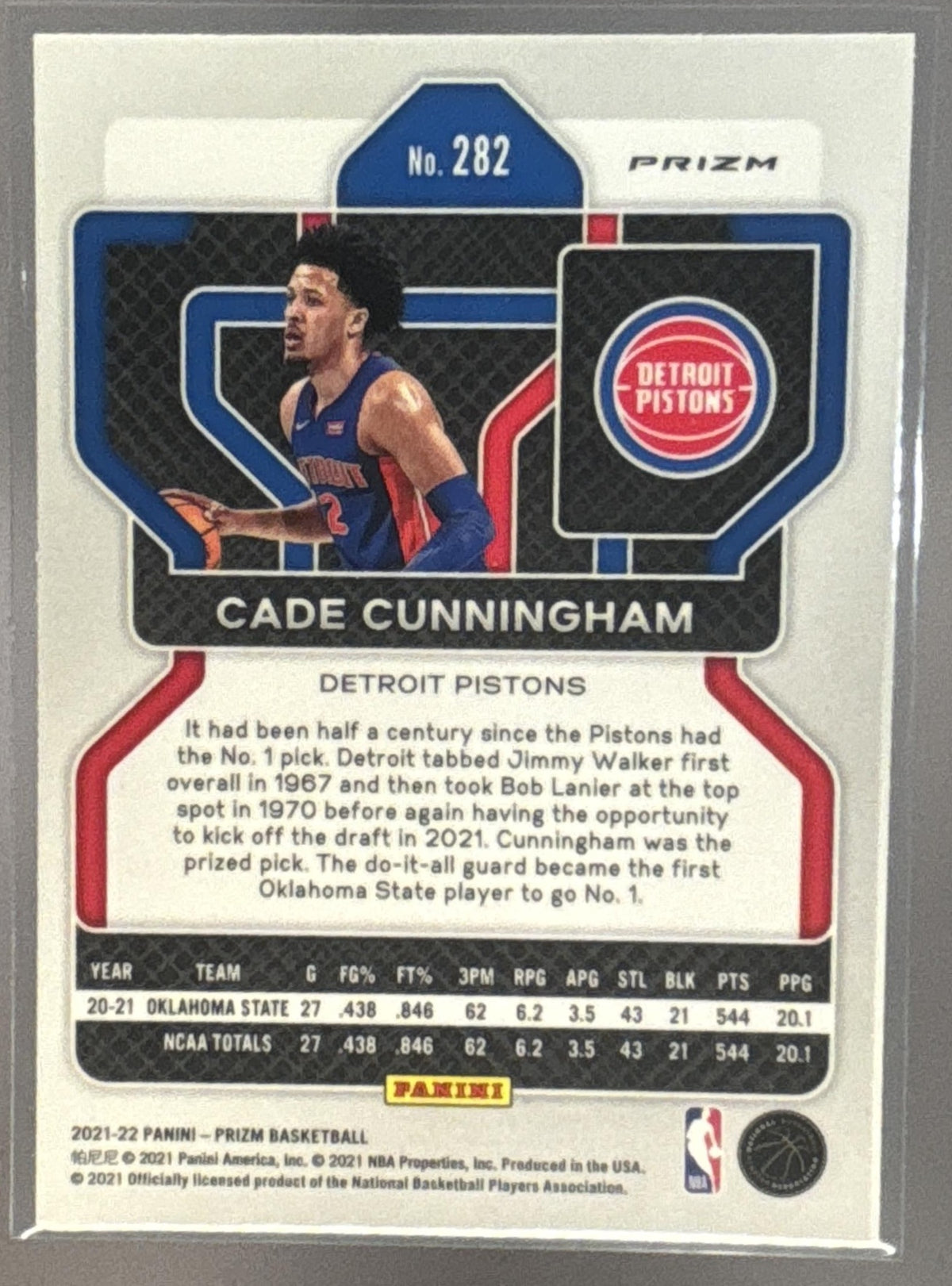 2021-22 Panini Prizm Cade Cunningham #282 Red White and Blue RC Pistons