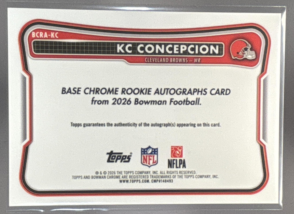 2026 Bowman KC Concepcion #BCRA-KC Chrome Rookie Auto Gold Refractor /50 RC