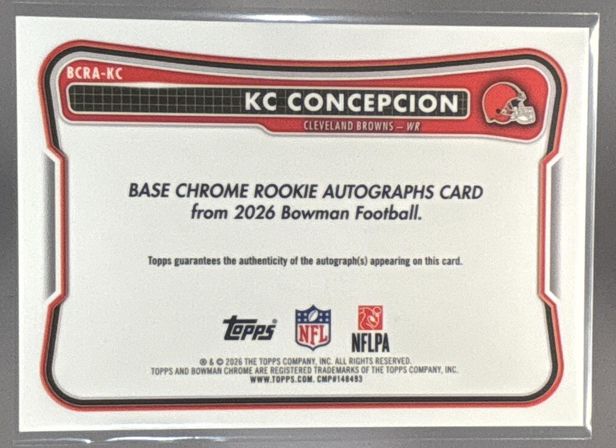 2026 Bowman KC Concepcion #BCRA-KC Chrome Rookie Auto Gold Refractor /50 RC