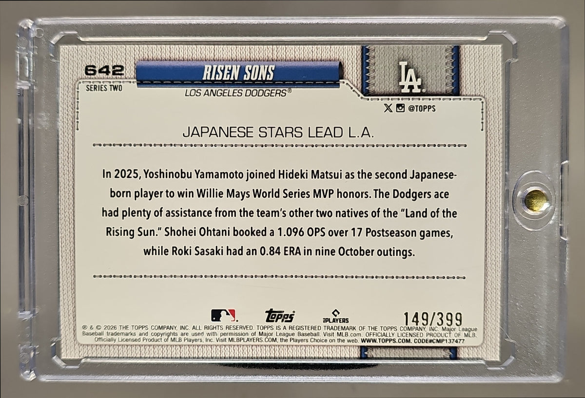 2026 Topps Series 2 Risen Sons #642 Yellow Holo Foil 149/399 Combo Card Dodgers