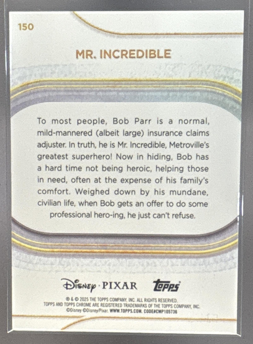 2025 Topps Chrome Disney Mr. Incredible #150 Purple Refractor 26/75
